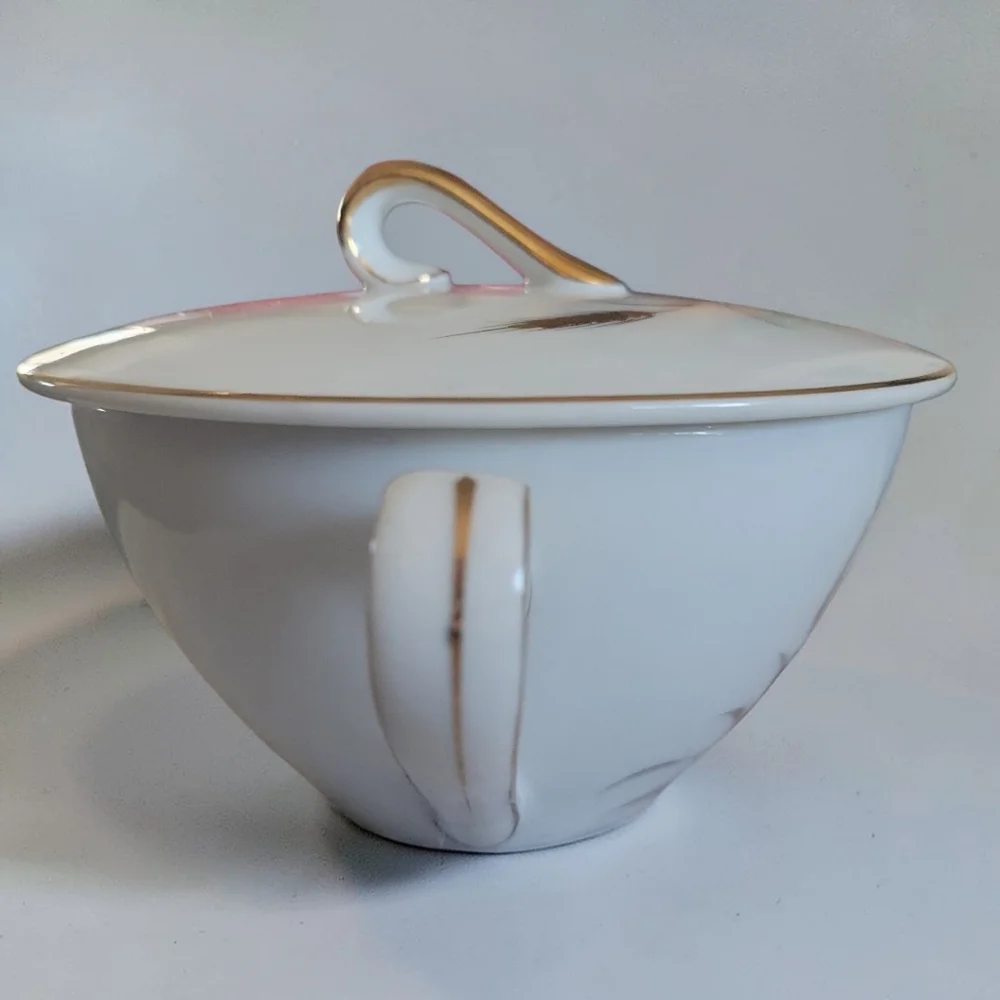 Vtg CTSI Eternal Harvest Collection Two Handled Sugar Bowl W/ Lid Gold Silver
